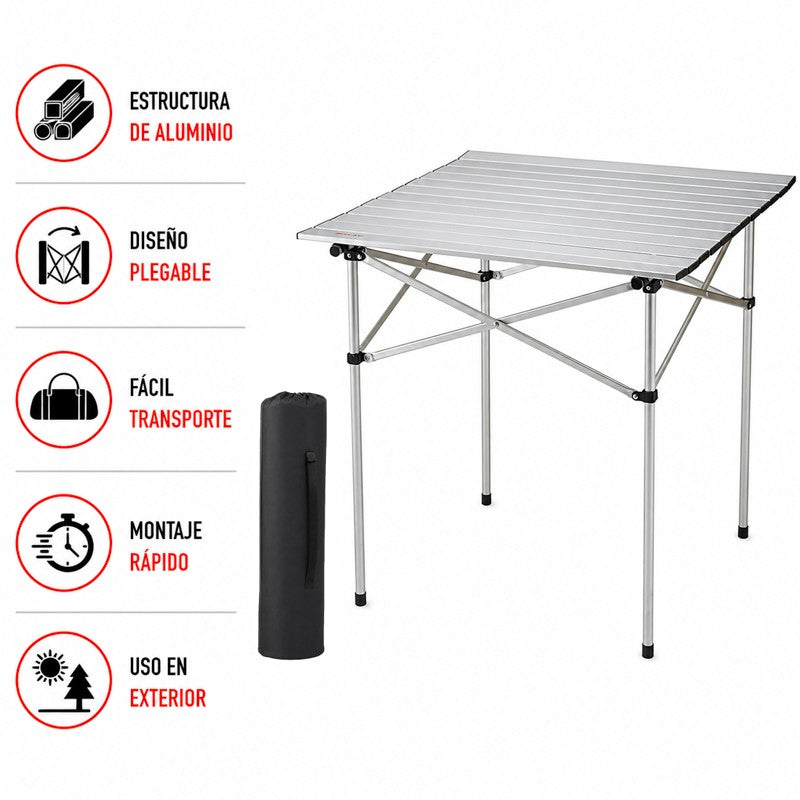 MESA DE CAMPING PLEGABLE ALUMINIO DONNA GARDEN 70X70CM