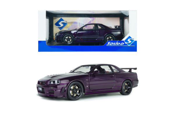 1999 Nissan Skyline GT-R (BNR34) Z-Tune Nismo Morado Medianoche 1:18 Solido S1804311