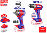 KIT TALADRO + PISTOLA DE IMPACTO 400NM EMTOP