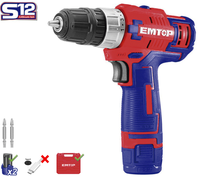 TALADRO ATORNILLADOR BATERÍA EMTOP