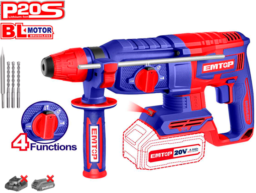 TALADRO MARTILLO BATERÍA EMTOP 2,5J