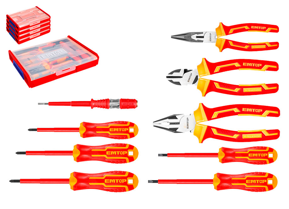 SET 9 HERRAMIENTAS AISLANTES ELECTRICISTA EMTOP