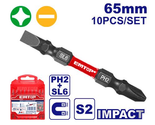 CONJUNTO 10 PUNTERAS DESTORNILLADOR DE IMPACTO 65MM