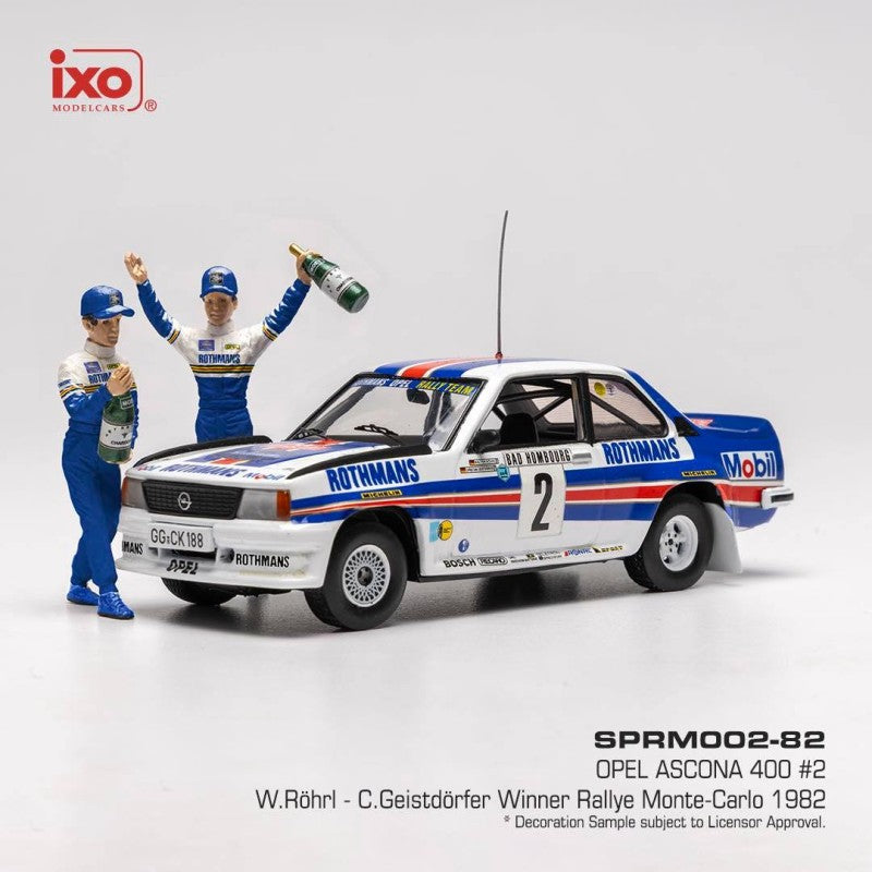 1982 Opel Ascona 400 Nº2 W.Röhrl/C.Geistdörfer Ganadores Rally Montecarlo + Figuras 1:43 IXO Models SPRM002-82
