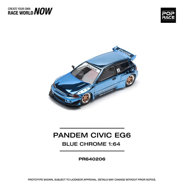 2010 Honda Civic Pandem EG6 Azul Cromo 164 Pop Race PR640206