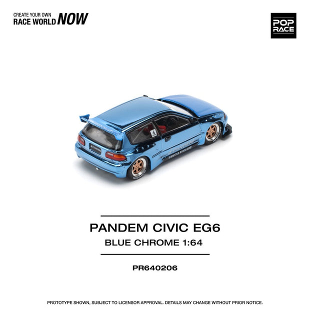 2010 Honda Civic Pandem EG6 Azul Cromo 164 Pop Race PR640206