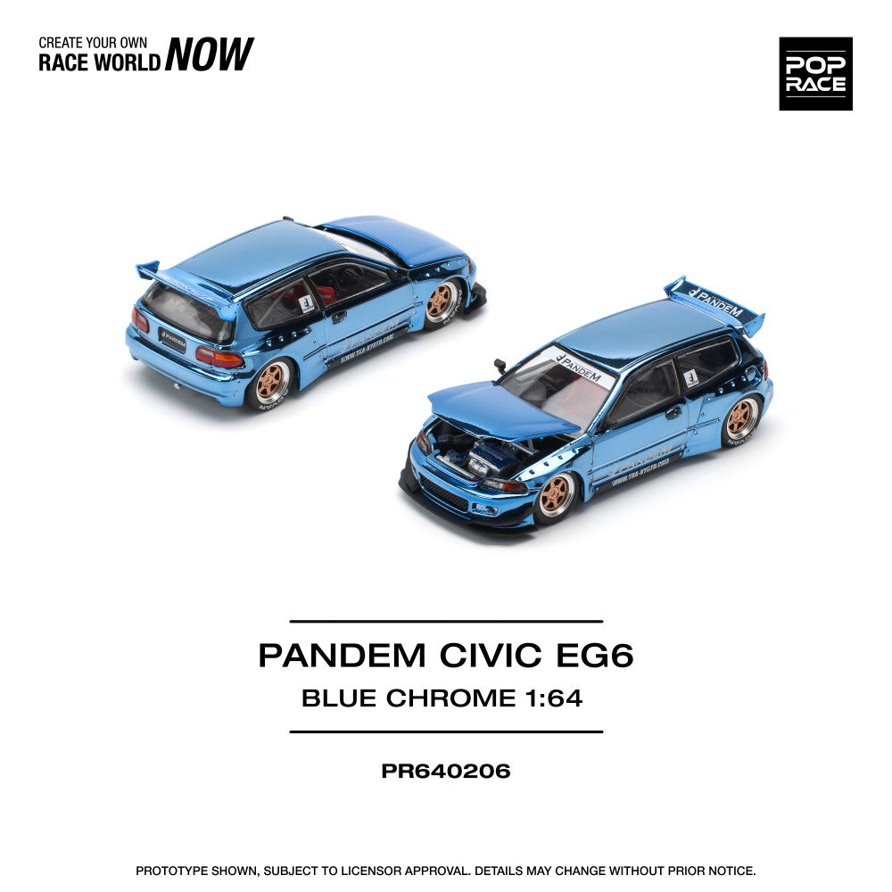2010 Honda Civic Pandem EG6 Azul Cromo 164 Pop Race PR640206