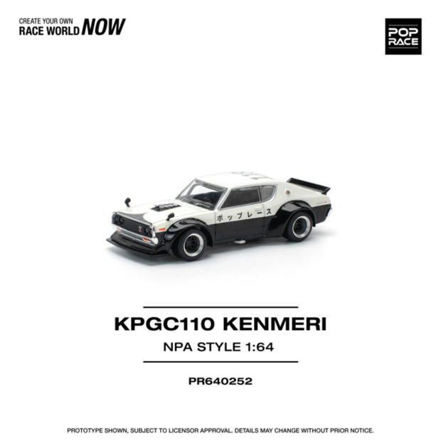 2001 Nissan Skyline GT-R V8 Drift Kpgc110 Kenmeri Npa Style Negro/Blanco 164 Pop Race PR640252