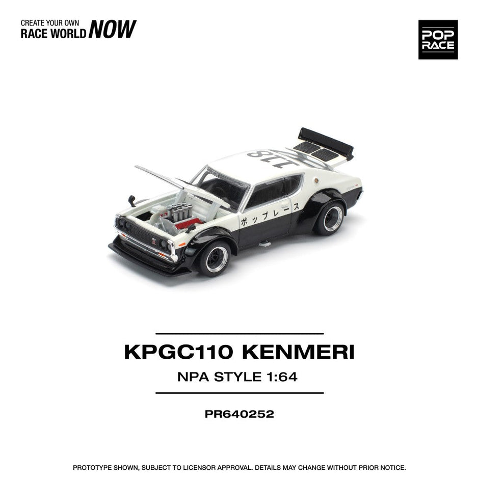 2001 Nissan Skyline GT-R V8 Drift Kpgc110 Kenmeri Npa Style Negro/Blanco 164 Pop Race PR640252