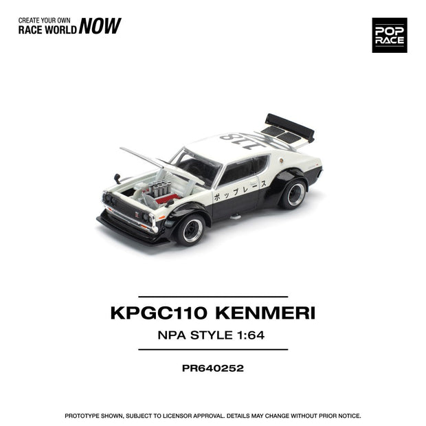 2001 Nissan Skyline GT-R V8 Drift Kpgc110 Kenmeri Npa Style Negro/Blanco 164 Pop Race PR640252