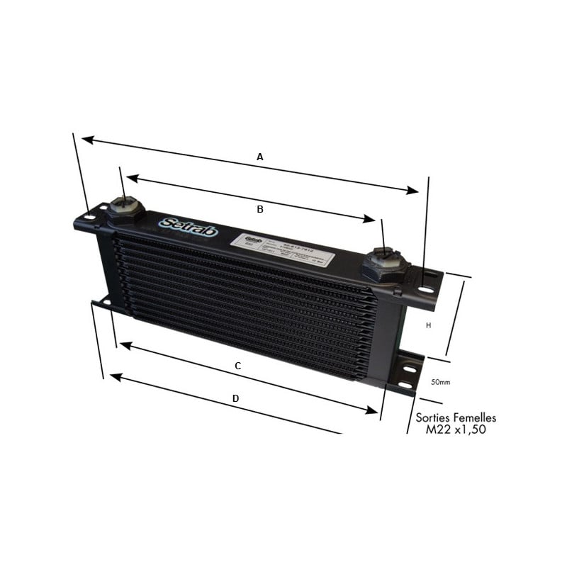 RADIADOR DE ACEITE SETRAB 25 FILAS M22x150