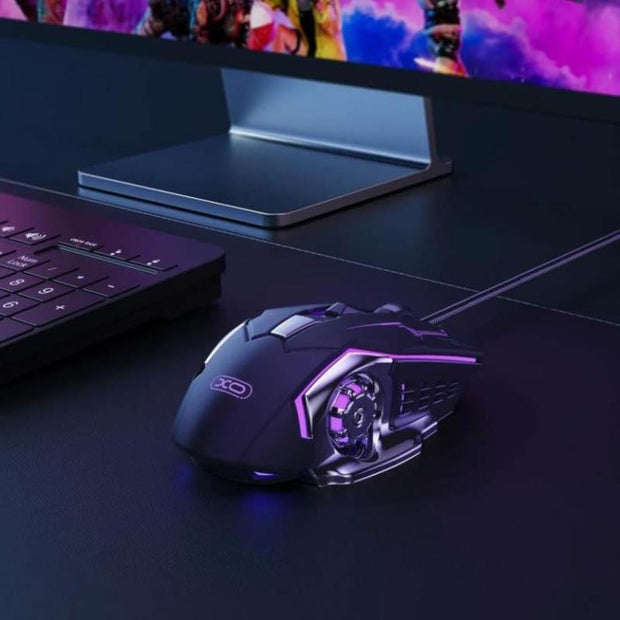 RATÓN GAMING CON 6 BOTONES Y LUZ LED NEGRO/PLATA XO