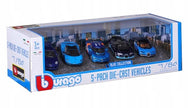 Set 5 Modelos Blue Collection 911 Turbo + Centenario + A110 + Veyron + Chiron 164 Bburago 18-59150