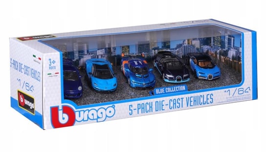 Set 5 Modelos Blue Collection 911 Turbo + Centenario + A110 + Veyron + Chiron 164 Bburago 18-59150