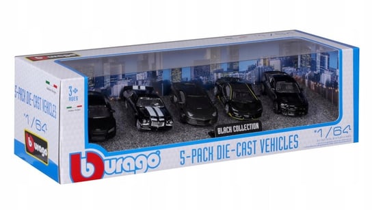 Set 5 Modelos Black Collection R8 + Camaro Z/28 + Aventador + Centenario + Mustang 164 Bburago 18-59150