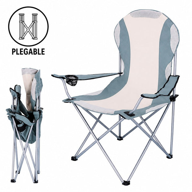 SILLA DE CAMPING PLEGABLE DONNA GARDEN GRIS-BEIGE