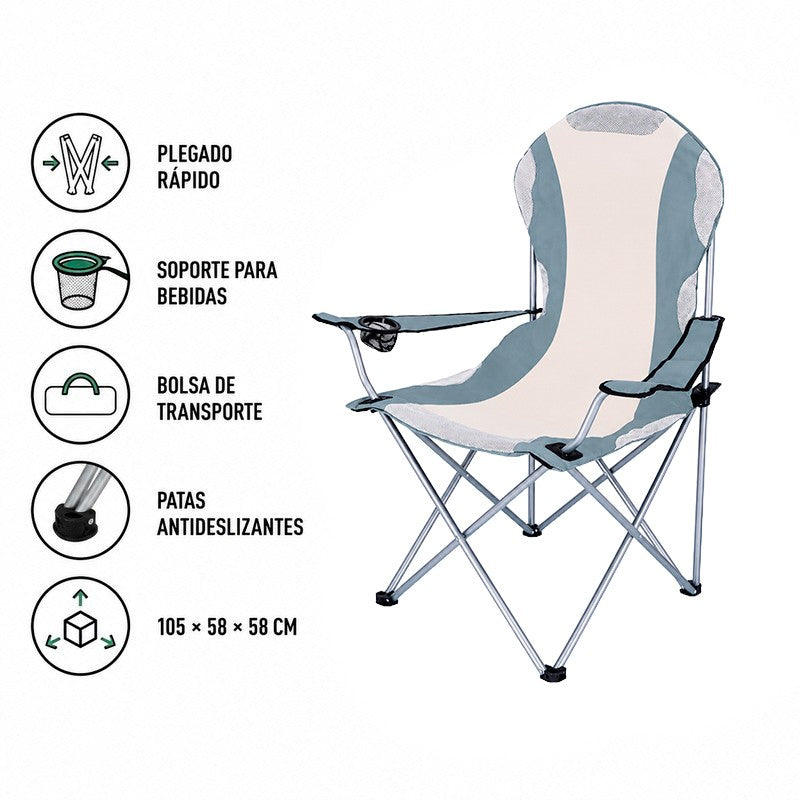 SILLA DE CAMPING PLEGABLE DONNA GARDEN GRIS-BEIGE