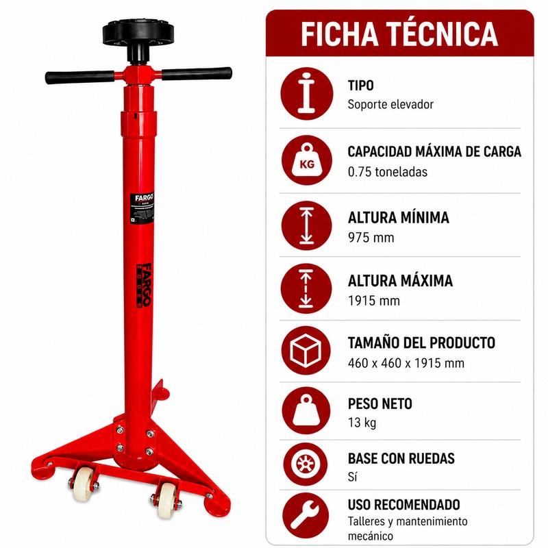 SOPORTE ELEVADOR FARGO TOOLS 0.75 TON ELEVACION 975-1915MM