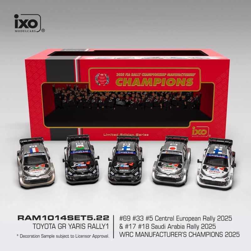 2025 SET 5 Toyota GR Yaris Rally1 Ganadores Mundial de Constructores WRC 1:43 IXO Models RAM1014SET5